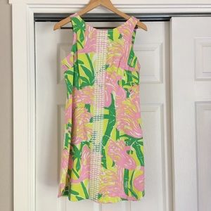 Flamingo + palm print Lilly Pulitzer dress